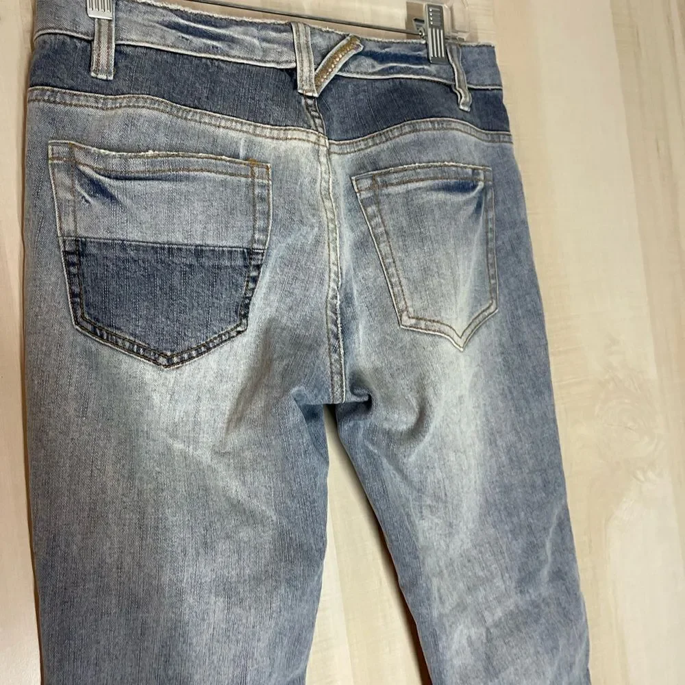 Free People patchwork‎ button fly denim jeans, size 27